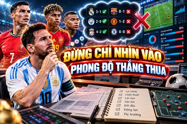 Đừng chỉ nhìn vào phong độ thắng thua khi phân tích bóng đá, cần xem thêm lực lượng, chiến thuật, đối đầu và dữ liệu trận đấu Đừng chỉ nhìn vào phong độ thắng thua khi phân tích bóng đá, cần xem thêm lực lượng, chiến thuật, đối đầu và dữ liệu trận đấu
