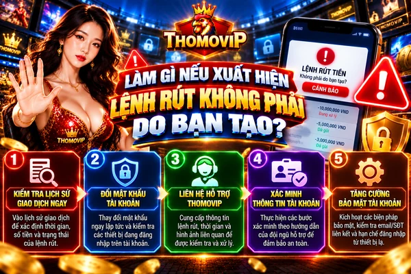 Làm gì khi xuất hiện lệnh rút tiền THOMOVIP không phải do bạn tạo và cách bảo vệ tài khoản