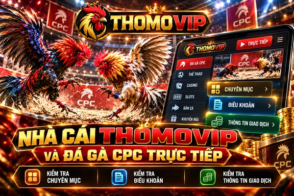 Nhà cái THOMOVIP và đá gà CPC trực tiếp với chuyên mục, điều khoản và thông tin giao dịch.