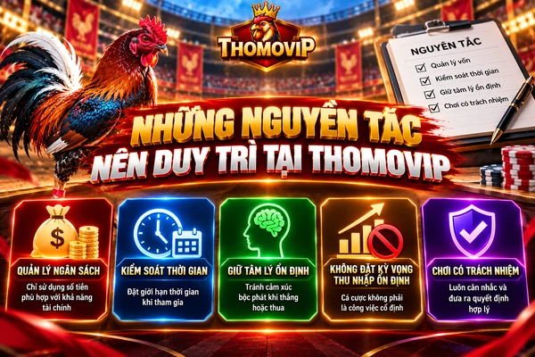 Những nguyên tắc nên duy trì tại THOMOVIP gồm quản lý ngân sách, kiểm soát thời gian và chơi có trách nhiệm