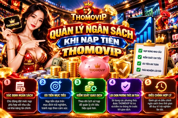 Quản lý ngân sách khi nạp tiền THOMOVIP giúp kiểm soát chi tiêu, giao dịch và lựa chọn mức nạp phù hợp Quản lý ngân sách khi nạp tiền THOMOVIP giúp kiểm soát chi tiêu, giao dịch và lựa chọn mức nạp phù hợp