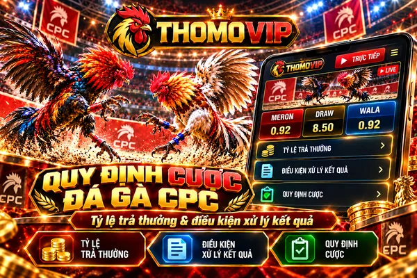 Quy định cược đá gà CPC tại THOMOVIP với tỷ lệ trả thưởng và điều kiện xử lý kết quả.