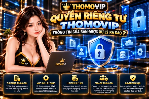 Quyền riêng tư THOMOVIP giải thích cách thông tin người dùng được thu thập, sử dụng, lưu trữ, chia sẻ và bảo vệ
