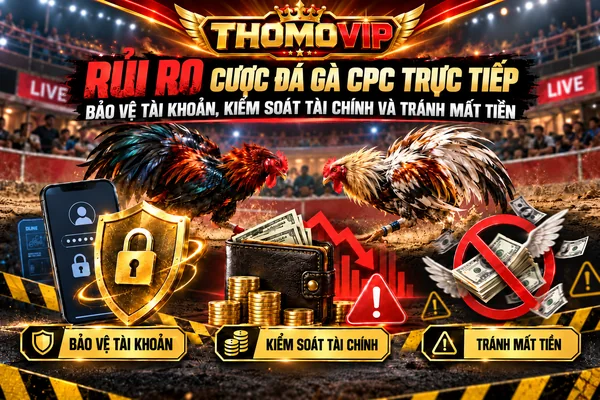 Rủi ro cược đá gà CPC trực tiếp THOMOVIP và cách bảo vệ tài khoản, kiểm soát tài chính, tránh mất tiền.