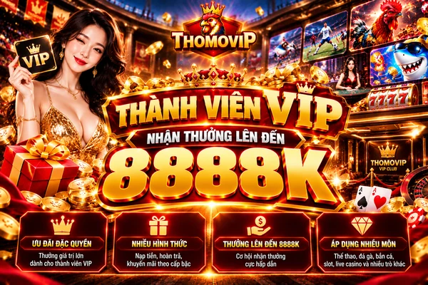 Thành viên VIP THOMOVIP nhận thưởng lên đến 8888K cùng nhiều chương trình ưu đãi dành cho thành viên