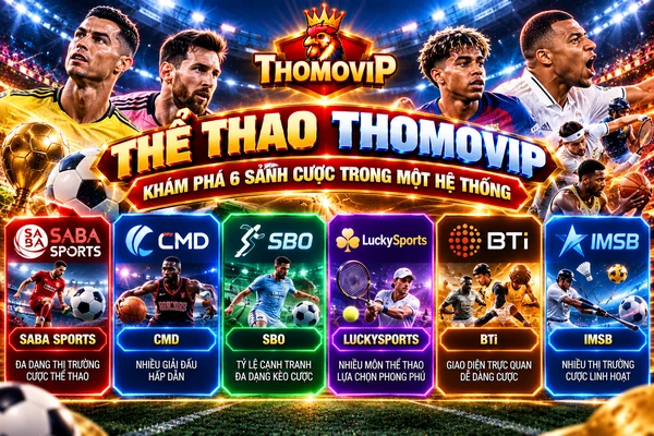Thể thao THOMOVIP với 6 sảnh Saba Sports, CMD, SBO, LuckySports, BTi và IMSB trong một hệ thống